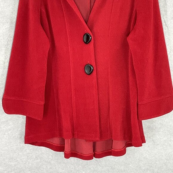 IC by Connie K Blazer Women Sz XL Red Slinky Two Button Jacket Artsy Lagenlook - Picture 3 of 12